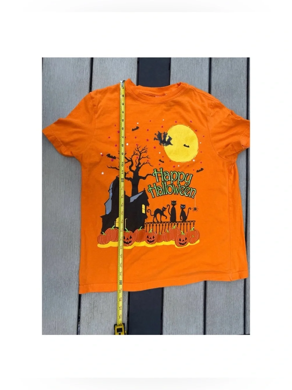 Happy Halloween Orange T-Shirt Size Youth Large